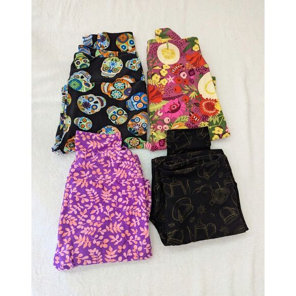 Bundle of 4 LuLaRoe Leggings.  Sz  One Size  (OS) - Picture 1 of 11